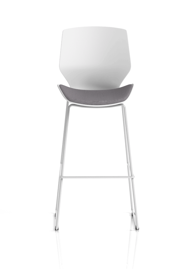 Florence White Frame Fabric Seat High Stool Chair - Image 2