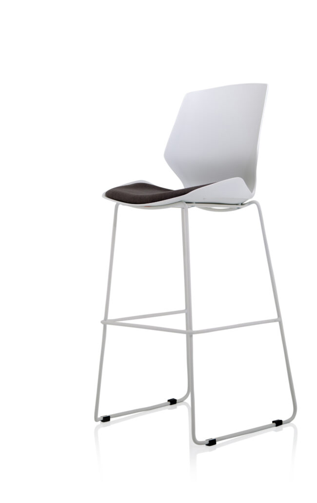 Florence White Frame Fabric Seat High Stool Chair - Image 3