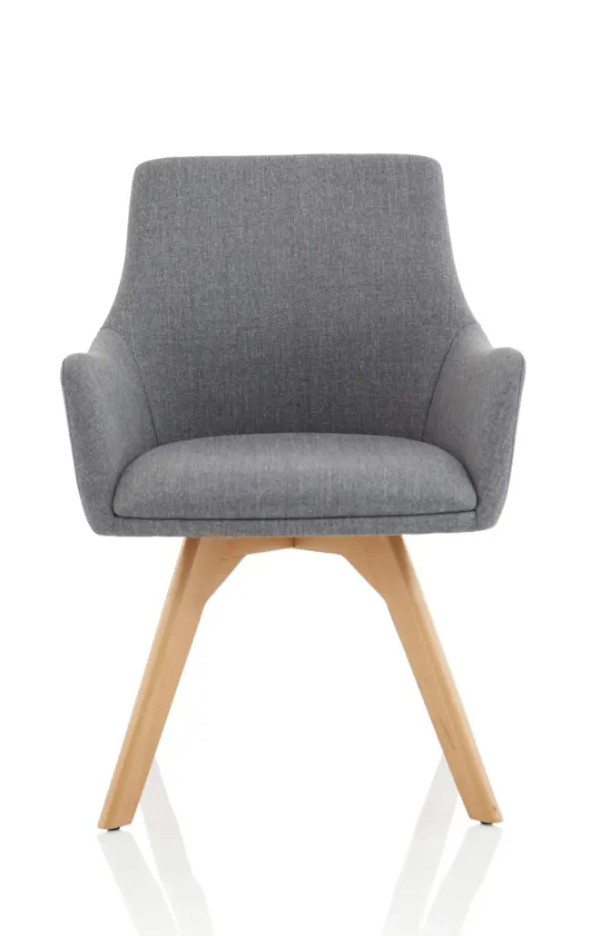 Carmen Grey Fabric Wooden Leg Visitor Chair - Image 2