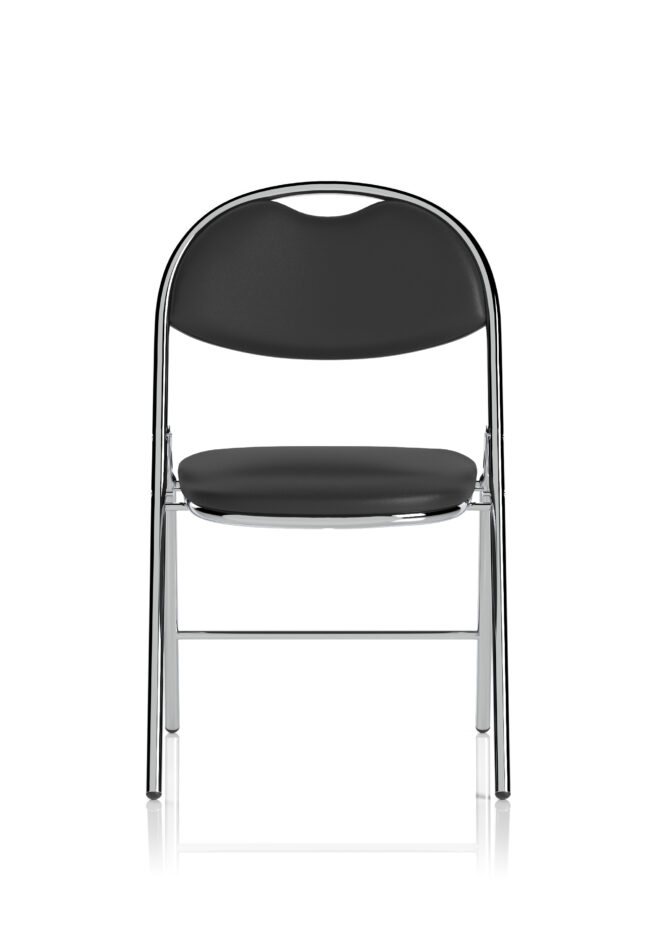Milan High Back Black Vinyl Chrome Frame Folding Visitor Chair - Image 2
