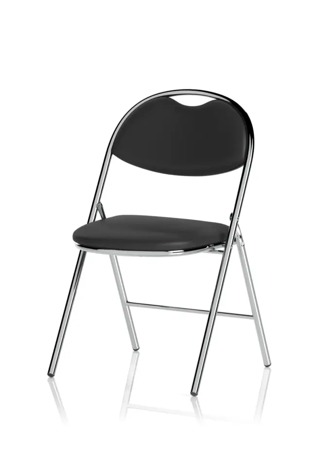 Milan High Back Black Vinyl Chrome Frame Folding Visitor Chair - Image 3