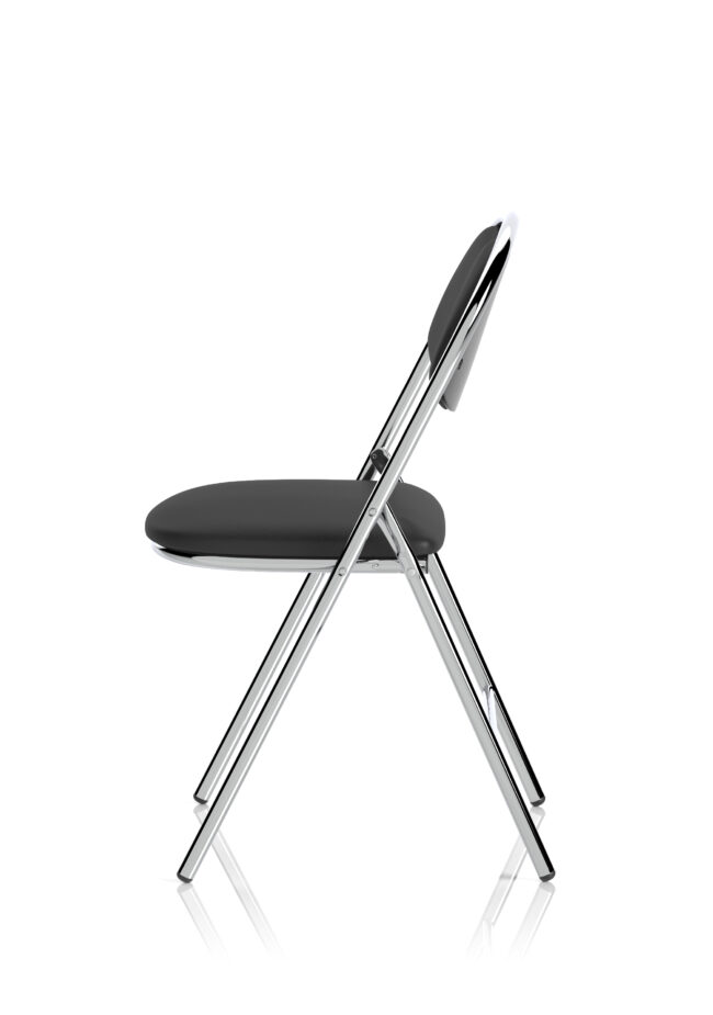 Milan High Back Black Vinyl Chrome Frame Folding Visitor Chair - Image 4