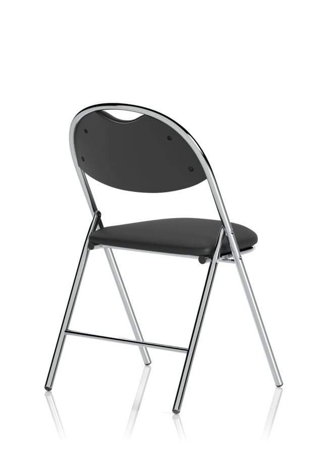 Milan High Back Black Vinyl Chrome Frame Folding Visitor Chair - Image 7