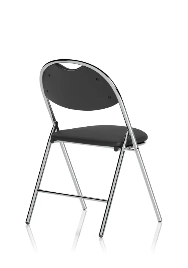 Milan High Back Black Vinyl Chrome Frame Folding Visitor Chair - Image 7