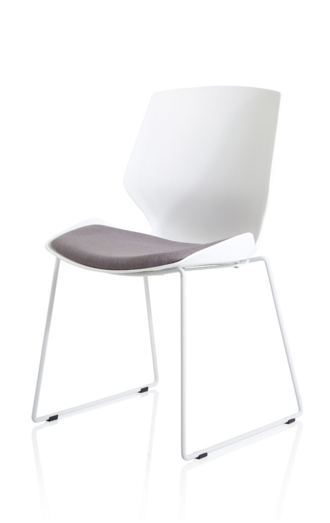 Florence Sled White Frame Fabric Seat Visitor Chair - Image 3