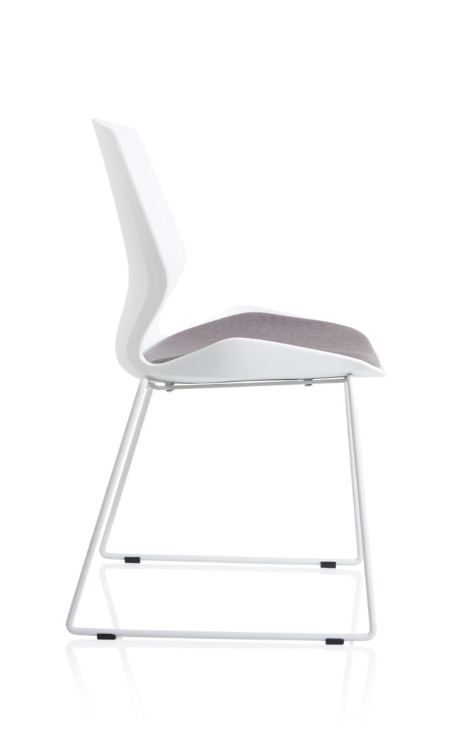 Florence Sled White Frame Fabric Seat Visitor Chair - Image 8