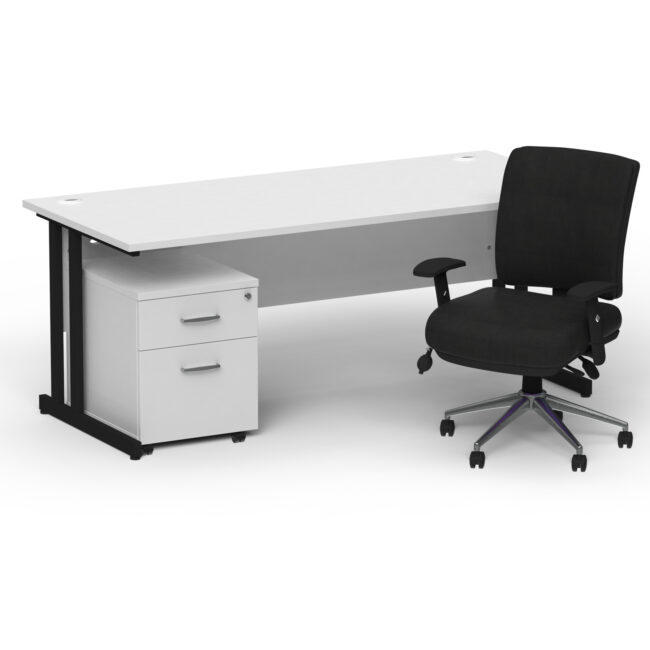 Impulse 1800mm Cantilever Straight Desk With Mobile Pedestal and Chiro Medium Back Black Operator Chair - Image 57