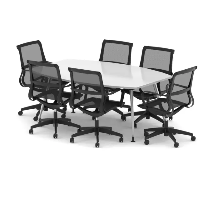 High Gloss 1800mm Writable Boardroom Table With Set Of Executive Chairs - Image 8