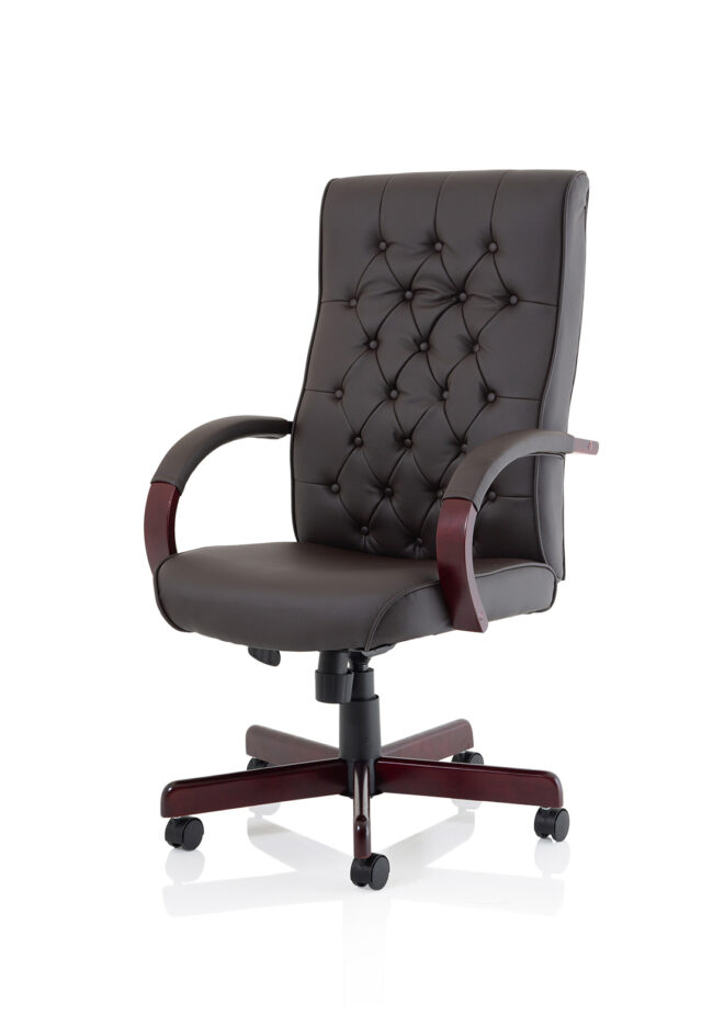 Chesterfield High Back Leather Executive Office Chair with Arms - Image 3