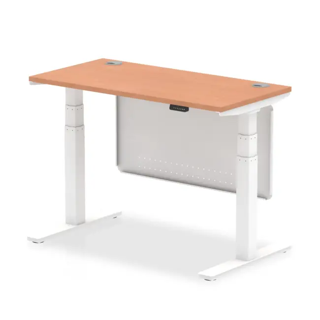Air Height Adjustable Slimline Desk With Cable Ports With Steel Modesty Panel - Image 3
