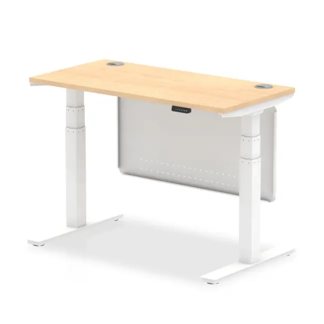 Air Height Adjustable Slimline Desk With Cable Ports With Steel Modesty Panel - Image 12