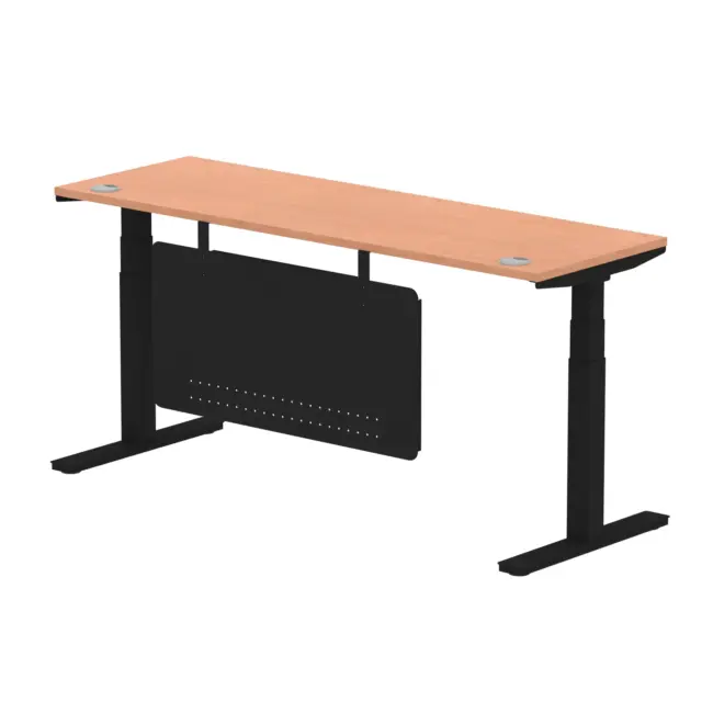 Air Height Adjustable Slimline Desk With Cable Ports With Steel Modesty Panel - Image 185