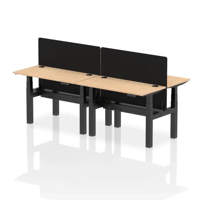 Air Back-to-Back Slimline Height Adjustable Bench Desk - 4 Person with Black Straight Screen - Image 10