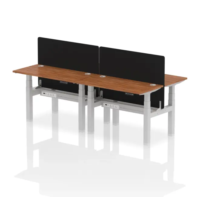 Air Back-to-Back Slimline Height Adjustable Bench Desk - 4 Person with Black Straight Screen - Image 17