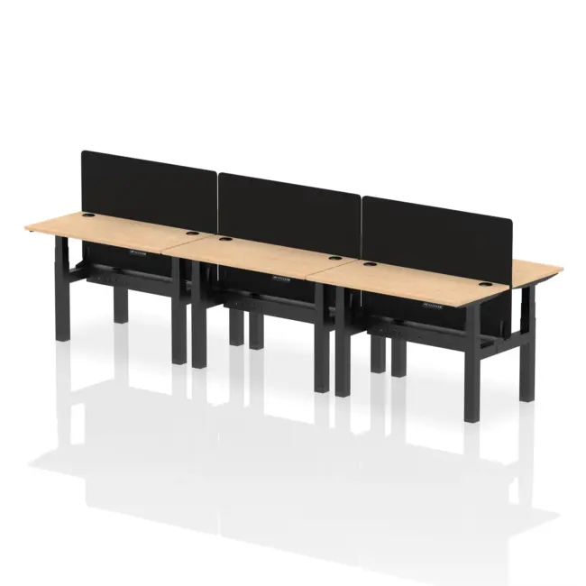Air Back-to-Back Slimline Height Adjustable Bench Desk - 6 Person with Black Straight Screen - Image 10