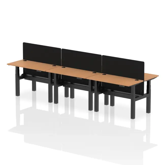 Air Back-to-Back Slimline Height Adjustable Bench Desk - 6 Person with Black Straight Screen - Image 13