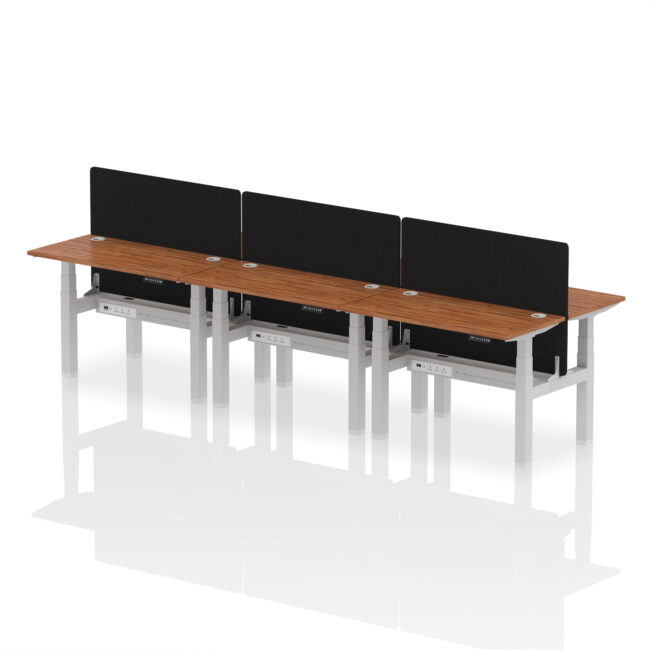 Air Back-to-Back Slimline Height Adjustable Bench Desk - 6 Person with Black Straight Screen - Image 17