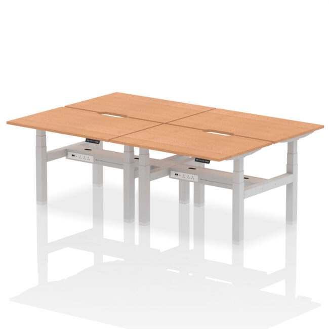 Air Back-to-Back Scalloped Edge Height Adjustable Bench Desk - 4 Person - Image 11