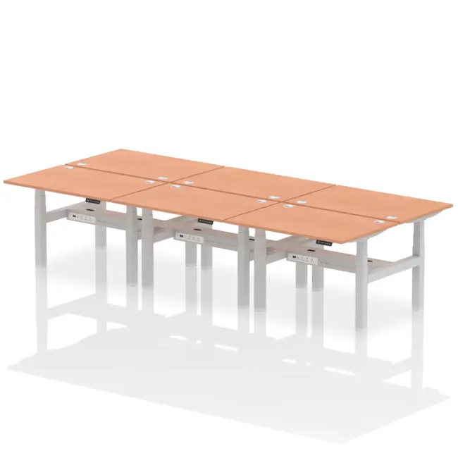 Air Back-to-Back Height Adjustable Bench Desk - 6 Person - Image 2