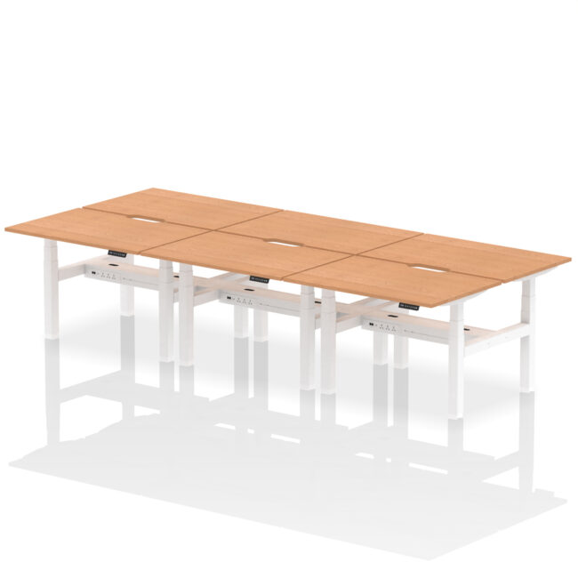 Air Back-to-Back Scalloped Edge Height Adjustable Bench Desk - 6 Person - Image 12