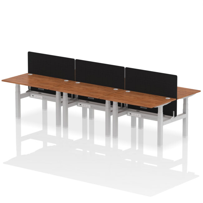 Air Back-to-Back Height Adjustable Bench Desk - 6 Person with Black Straight Screen - Image 17