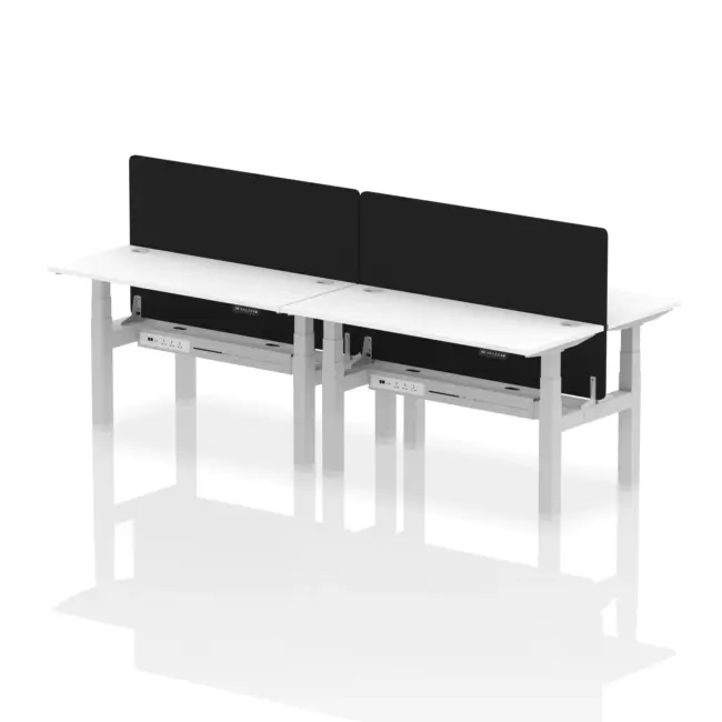 Air Back-to-Back Slimline Height Adjustable Bench Desk - 4 Person with Black Straight Screen - Image 41