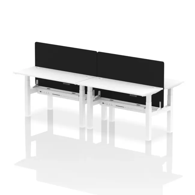 Air Back-to-Back Slimline Height Adjustable Bench Desk - 4 Person with Black Straight Screen - Image 42
