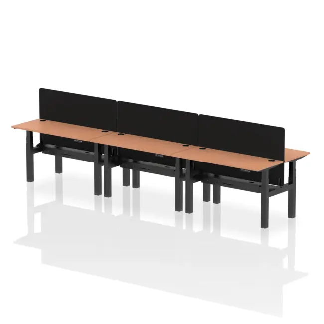 Air Back-to-Back Slimline Height Adjustable Bench Desk - 6 Person with Black Straight Screen - Image 22