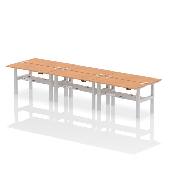 Air Back-to-Back Slimline Height Adjustable Bench Desk - 6 Person - Image 35