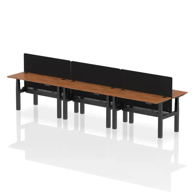 Air Back-to-Back Slimline Height Adjustable Bench Desk - 6 Person with Black Straight Screen - Image 37