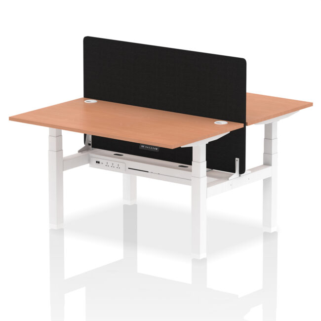 Air Back-to-Back Height Adjustable Bench Desk - 2 Person with Black Straight Screen - Image 24