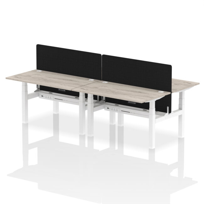 Air Back-to-Back Height Adjustable Bench Desk - 4 Person with Black Straight Screen - Image 30