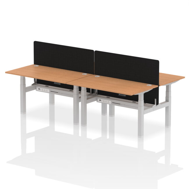 Air Back-to-Back Height Adjustable Bench Desk - 4 Person with Black Straight Screen - Image 35