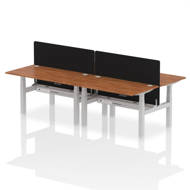 Air Back-to-Back Height Adjustable Bench Desk - 4 Person with Black Straight Screen - Image 38