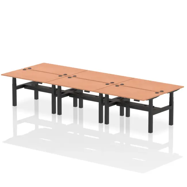 Air Back-to-Back Height Adjustable Bench Desk - 6 Person - Image 22