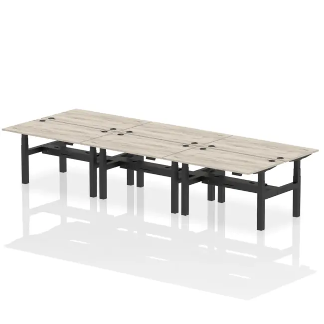 Air Back-to-Back Height Adjustable Bench Desk - 6 Person - Image 28