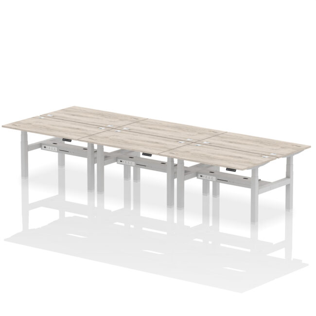 Air Back-to-Back Height Adjustable Bench Desk - 6 Person - Image 29