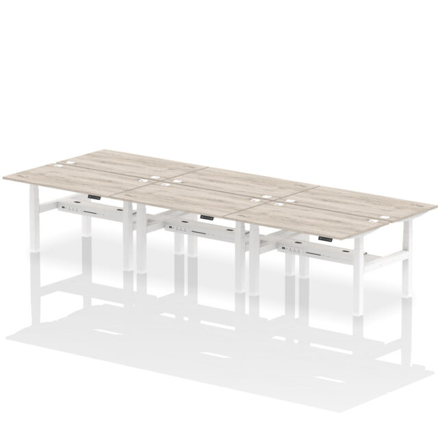 Air Back-to-Back Height Adjustable Bench Desk - 6 Person - Image 30