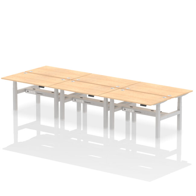 Air Back-to-Back Height Adjustable Bench Desk - 6 Person - Image 32