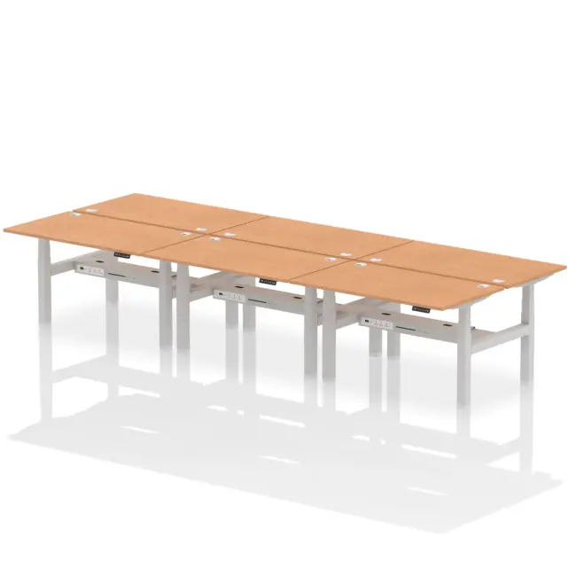 Air Back-to-Back Height Adjustable Bench Desk - 6 Person - Image 35