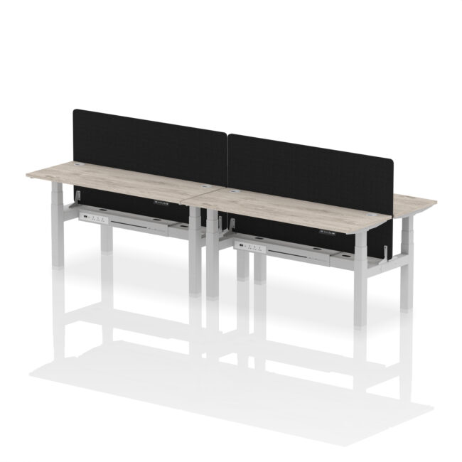 Air Back-to-Back Slimline Height Adjustable Bench Desk - 4 Person with Black Straight Screen - Image 50