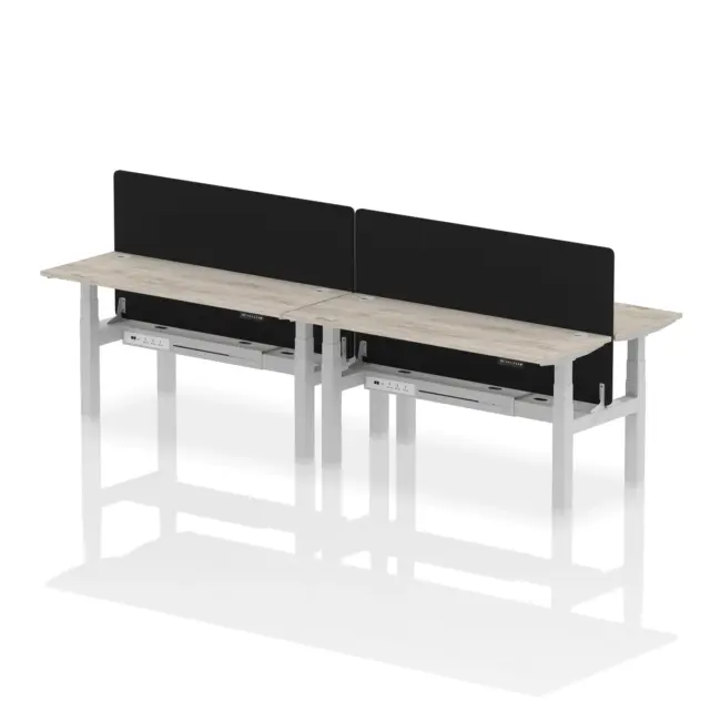 Air Back-to-Back Slimline Height Adjustable Bench Desk - 4 Person with Black Straight Screen - Image 50