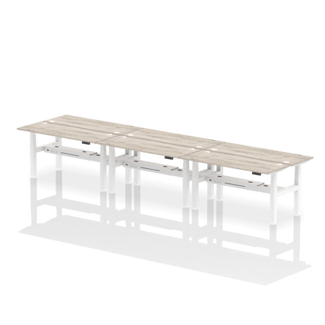Air Back-to-Back Slimline Height Adjustable Bench Desk - 6 Person - Image 51