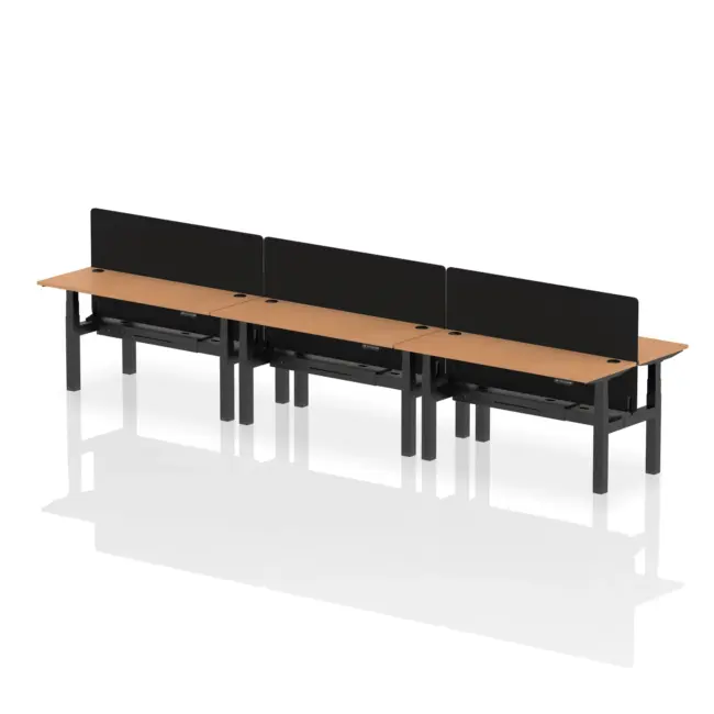 Air Back-to-Back Slimline Height Adjustable Bench Desk - 6 Person with Black Straight Screen - Image 55