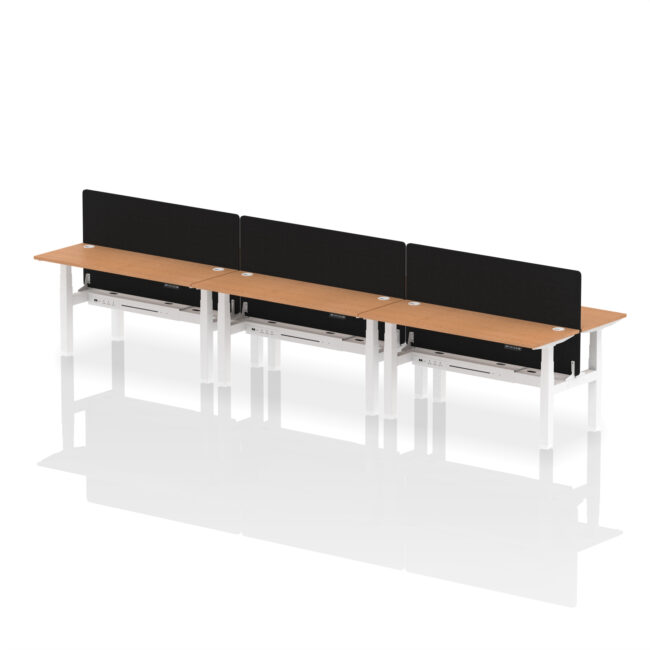 Air Back-to-Back Slimline Height Adjustable Bench Desk - 6 Person with Black Straight Screen - Image 57