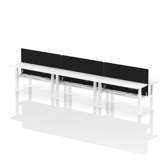 Air Back-to-Back Slimline Height Adjustable Bench Desk - 6 Person with Black Straight Screen - Image 63