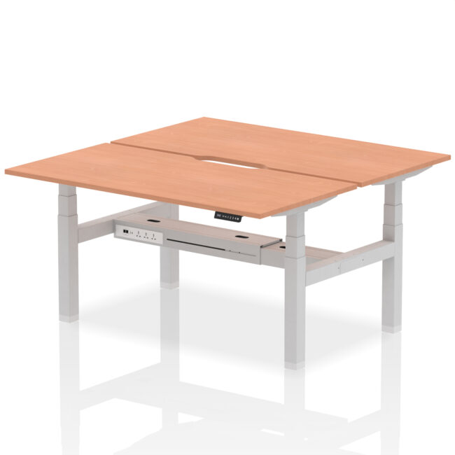 Air Back-to-Back Scalloped Edge Height Adjustable Bench Desk - 2 Person - Image 38