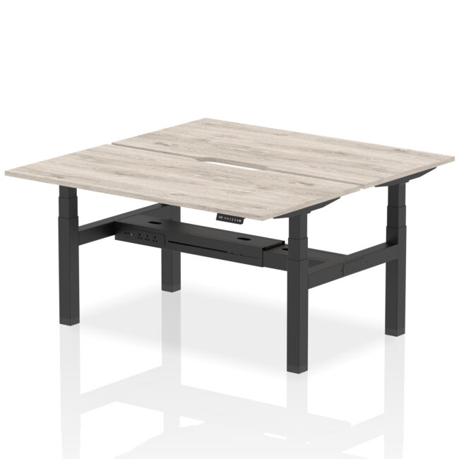 Air Back-to-Back Scalloped Edge Height Adjustable Bench Desk - 2 Person - Image 40