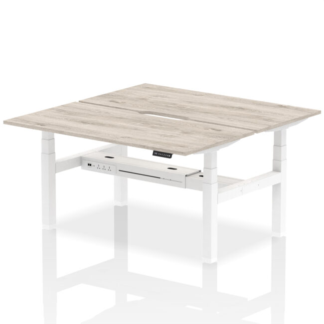 Air Back-to-Back Scalloped Edge Height Adjustable Bench Desk - 2 Person - Image 42