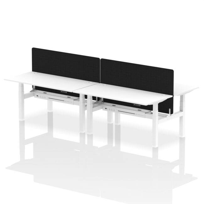 Air Back-to-Back Height Adjustable Bench Desk - 4 Person with Black Straight Screen - Image 63